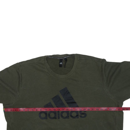Adidas Mens Green Logo Crew Neck Pullover Sweatshirt Size L