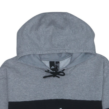 Adidas Men's Grey Black Pullover Hoodie Regular Fit Size M