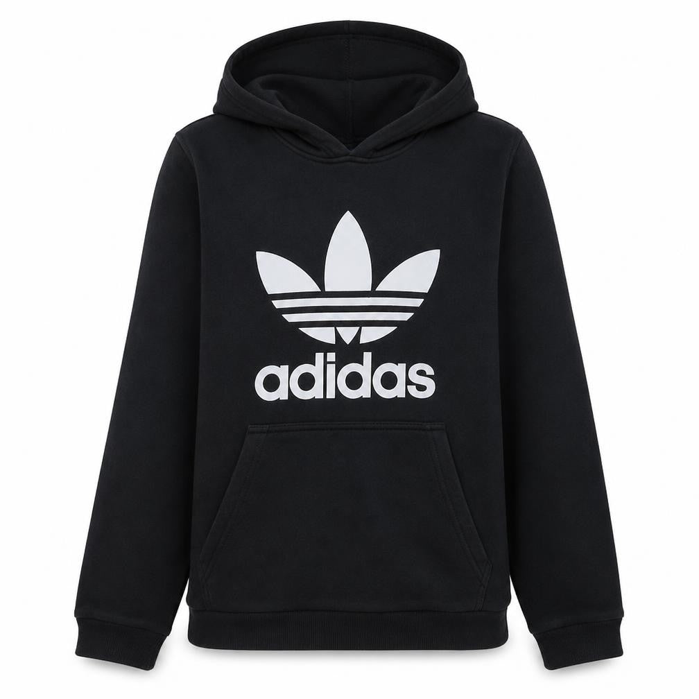 Adidas Men's Black Pullover Hoodie S Logo Fleece Sweatshirt