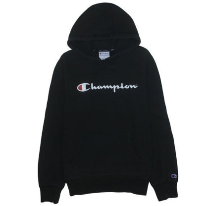 Champion Men’s Black Pullover Hoodie L Logo Fleece Sweatshirt