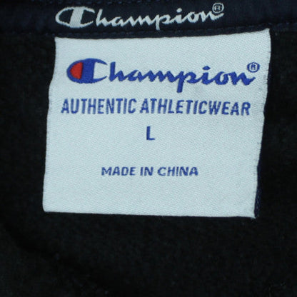Champion Men’s Black Pullover Hoodie L Logo Fleece Sweatshirt