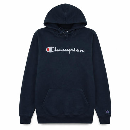 Champion Womens Navy Pullover Hoodie L Cotton Blend Logo Sweatshirt