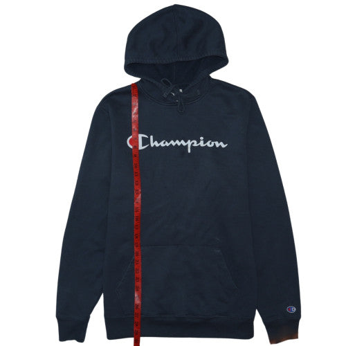 Champion Womens Navy Pullover Hoodie L Cotton Blend Logo Sweatshirt