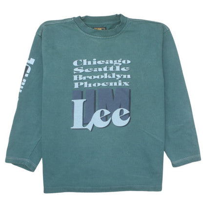 Lee Men's Green Long Sleeve Pullover Sweatshirt L Vintage Graphic