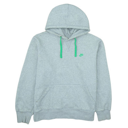 Nike Men's Grey XL Pullover Hoodie with Green Logo Drawstring