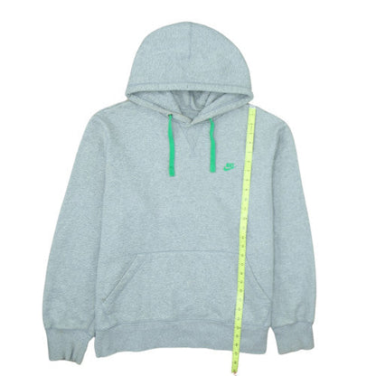Nike Men's Grey XL Pullover Hoodie with Green Logo Drawstring