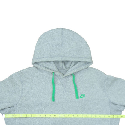 Nike Men's Grey XL Pullover Hoodie with Green Logo Drawstring