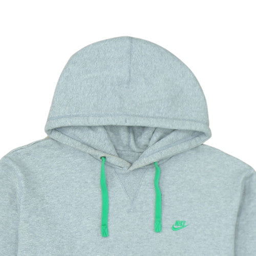 Nike Men's Grey XL Pullover Hoodie with Green Logo Drawstring