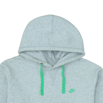 Nike Men's Grey XL Pullover Hoodie with Green Logo Drawstring