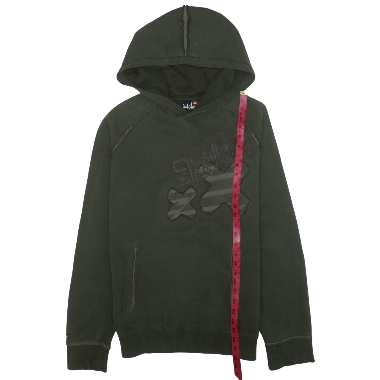 Quiksilver Mens Green Pullover Hoodie L Logo Graphic Sweatshirt