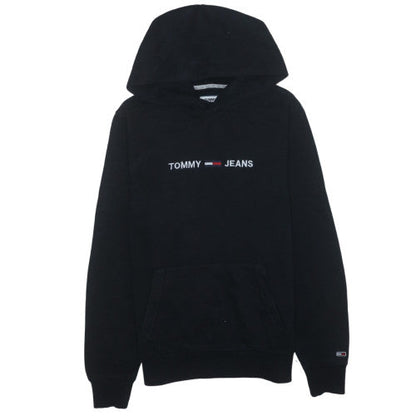 Tommy Jeans Men's Black S Pullover Hoodie with Embroidered Logo
