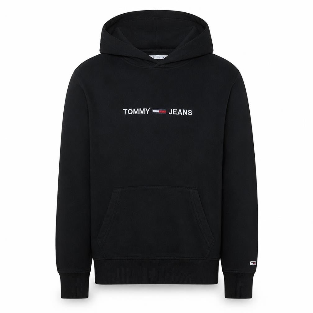 Tommy Jeans Men's Black S Pullover Hoodie with Embroidered Logo