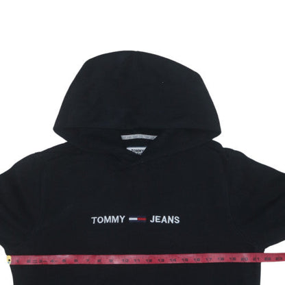 Tommy Jeans Men's Black S Pullover Hoodie with Embroidered Logo