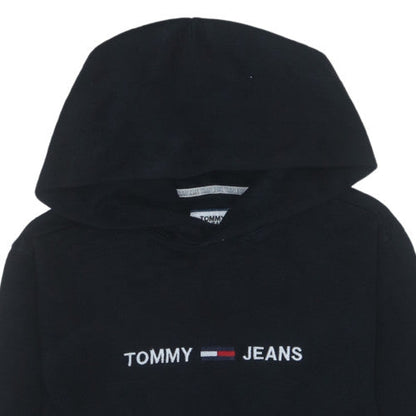 Tommy Jeans Men's Black S Pullover Hoodie with Embroidered Logo