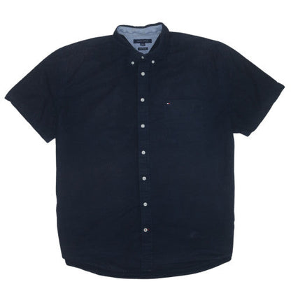 Tommy Hilfiger Men’s Blue 2XL Classic Fit Short Sleeve Button-Up Shirt