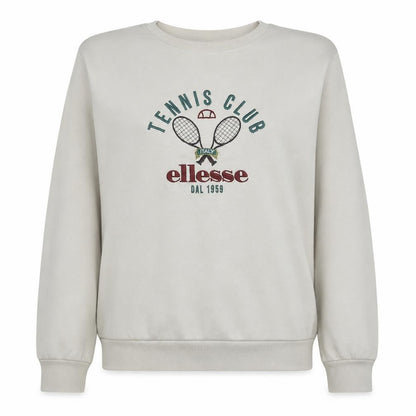 Front view of Ellesse Women's Beige Crew Neck Tennis Club Sweatshirt UK 8