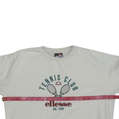 Ellesse Women's Beige Crew Neck Tennis Club Sweatshirt UK 8