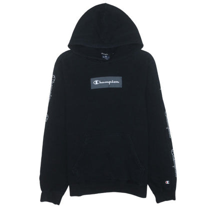 Champion Men's Black Pullover Hoodie L Regular Fit Logo Fleece