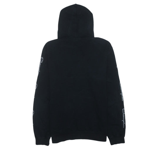 Champion Men's Black Pullover Hoodie L Regular Fit Logo Fleece