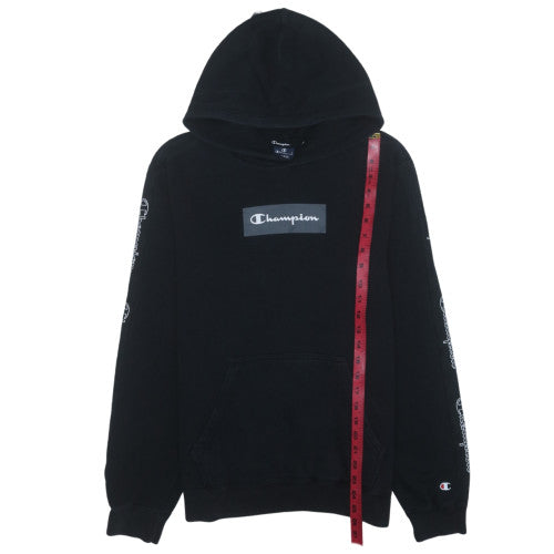 Champion Men's Black Pullover Hoodie L Regular Fit Logo Fleece