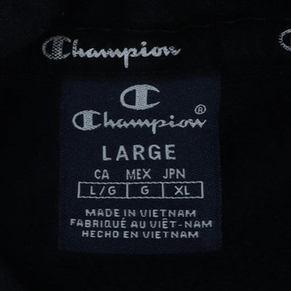Champion Men's Black Pullover Hoodie L Regular Fit Logo Fleece