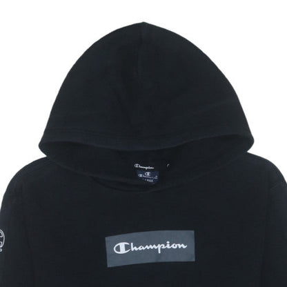 Champion Men's Black Pullover Hoodie L Regular Fit Logo Fleece