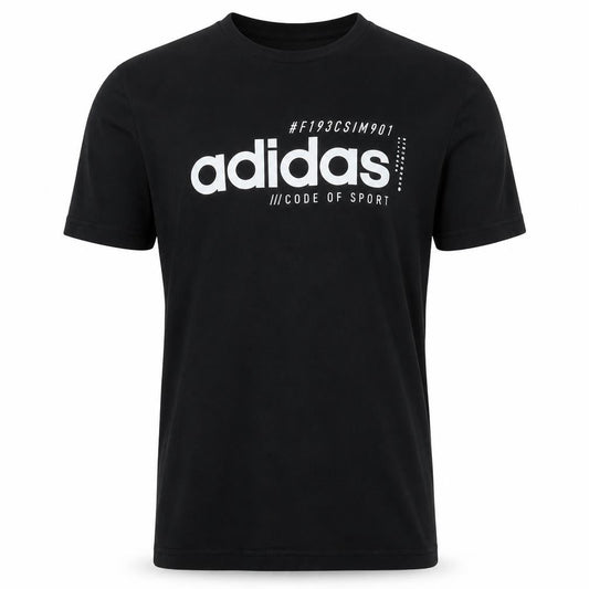 Front view of Adidas Men's Black Logo Sports T-Shirt, size M