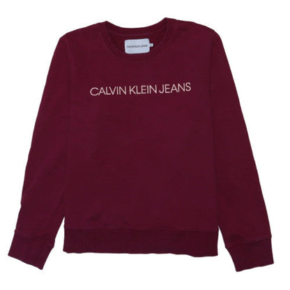 Calvin Klein Jeans Womens Burgundy XL Cotton Logo Sweatshirt