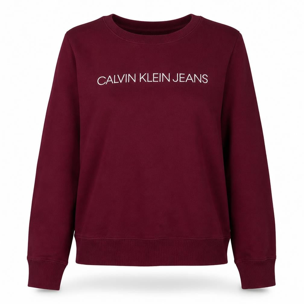 Calvin Klein Jeans Womens Burgundy XL Cotton Logo Sweatshirt