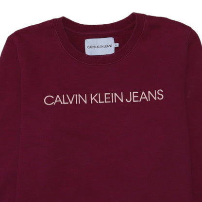 Calvin Klein Jeans Womens Burgundy XL Cotton Logo Sweatshirt