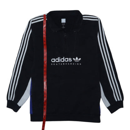adidas Mens Black XL 1/2 Zip Fleece Sweatshirt Skateboarding Top