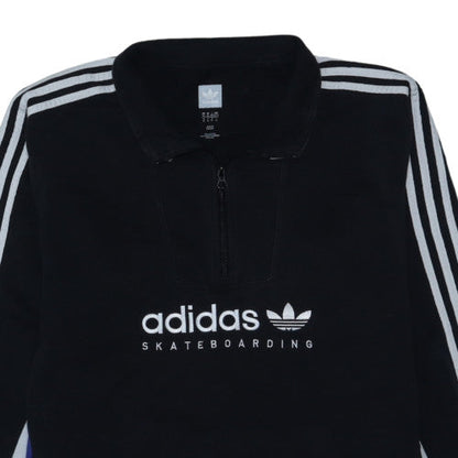 adidas Mens Black XL 1/2 Zip Fleece Sweatshirt Skateboarding Top