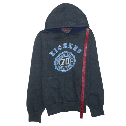 Kickers Men's Grey Pullover Hoodie S Logo Graphic Print