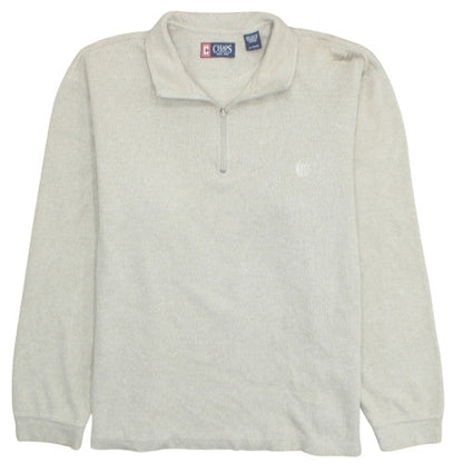 Chaps Men’s Beige 1/4 Zip Mock Neck Pullover Sweatshirt L