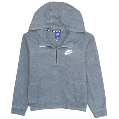 Nike Men’s Grey 1/2 Zip Hooded Sweatshirt M Fleece Logo