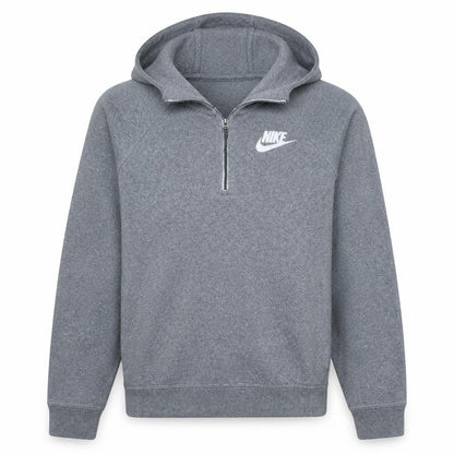 Nike Men’s Grey 1/2 Zip Hooded Sweatshirt M Fleece Logo