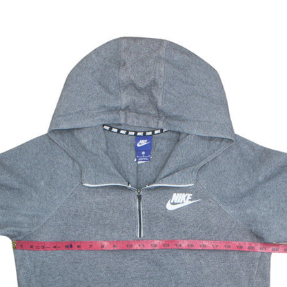 Nike Men’s Grey 1/2 Zip Hooded Sweatshirt M Fleece Logo