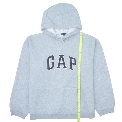 GAP Mens Grey XL Pullover Hoodie Logo Sweatshirt Cotton Blend