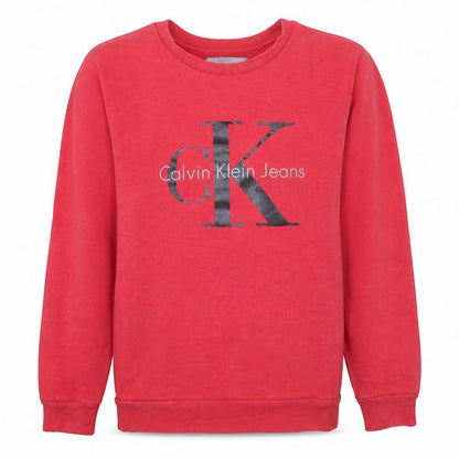 Calvin Klein Jeans Men's Red Small Pullover Logo Sweatshirt