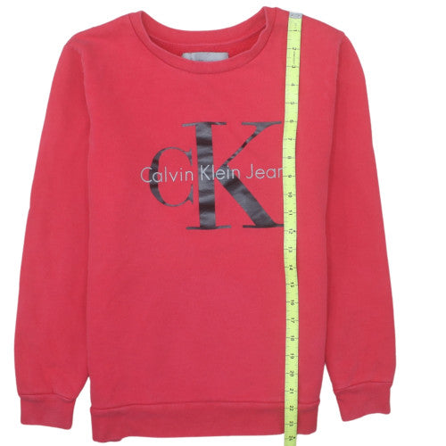 Calvin Klein Jeans Men's Red Small Pullover Logo Sweatshirt