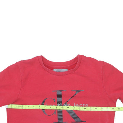 Calvin Klein Jeans Men's Red Small Pullover Logo Sweatshirt
