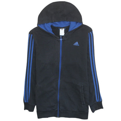 Adidas Men's Black XL Full Zip Hoodie with Blue Logo Detail
