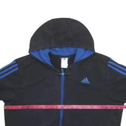 Adidas Men's Black XL Full Zip Hoodie with Blue Logo Detail