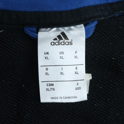 Adidas Men's Black XL Full Zip Hoodie with Blue Logo Detail