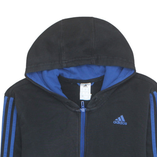 Adidas Men's Black XL Full Zip Hoodie with Blue Logo Detail