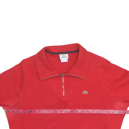 Lacoste Men's Red XL Collared 1/2 Zip Cotton Sweatshirt