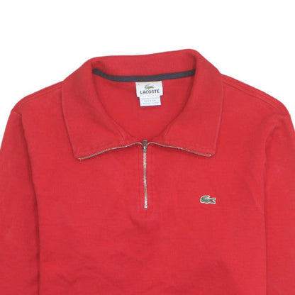 Lacoste Men's Red XL Collared 1/2 Zip Cotton Sweatshirt