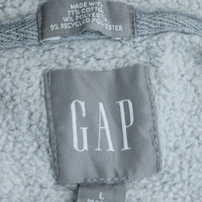 GAP Men’s Grey Pullover Hoodie Large Logo Fleece Sweatshirt