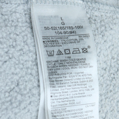 GAP Men’s Grey Pullover Hoodie Large Logo Fleece Sweatshirt