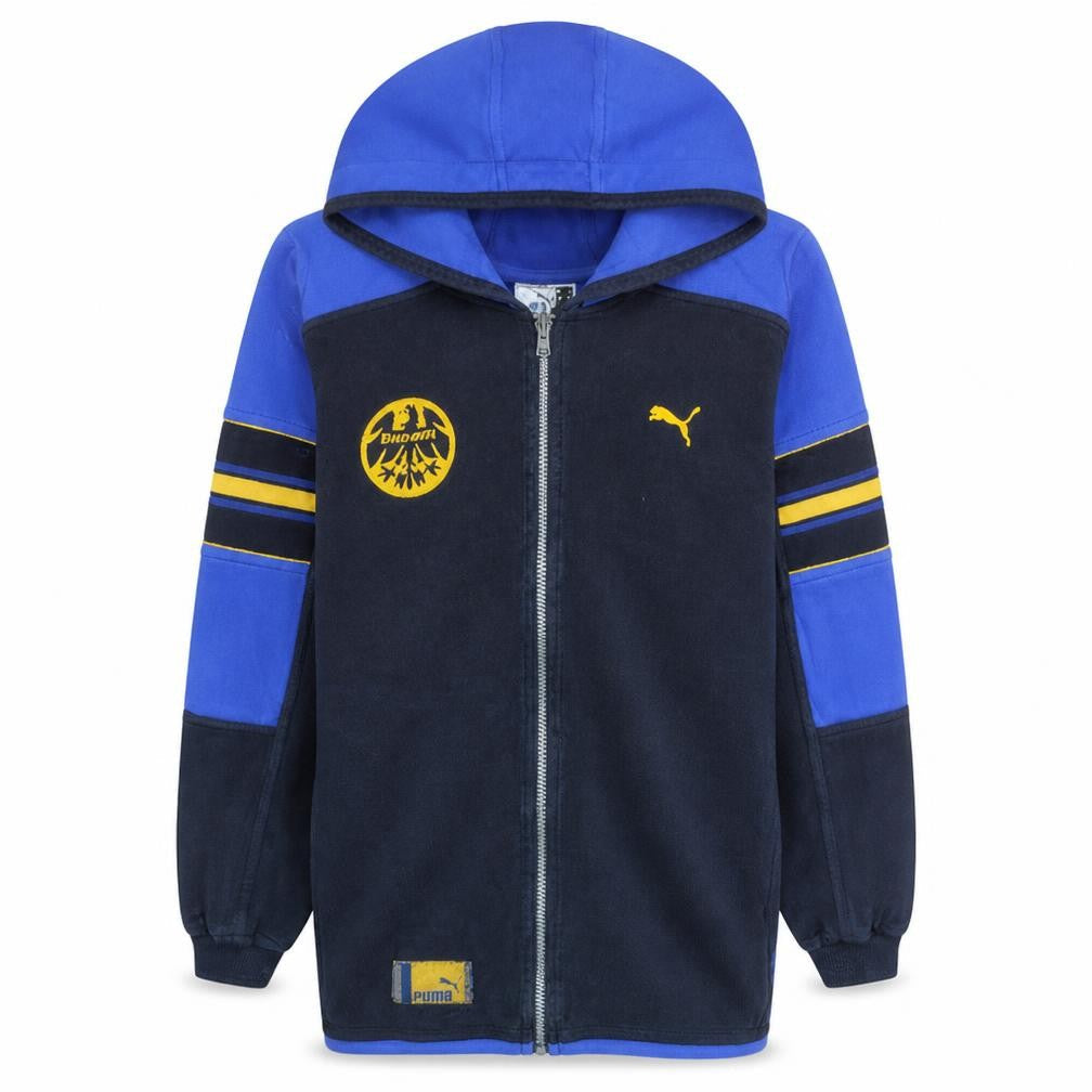 Front view of Puma Men's Blue Full Zip Hoodie Eintracht Volleyball S 100% Cotton
